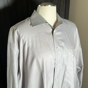 Joseph & Feiss cotton twill gray dress shirt button down collar size 17.5 34/35